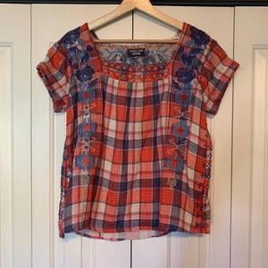 JOHNNY WAS ZELDA MEXICAN PEASANT TOP Medium